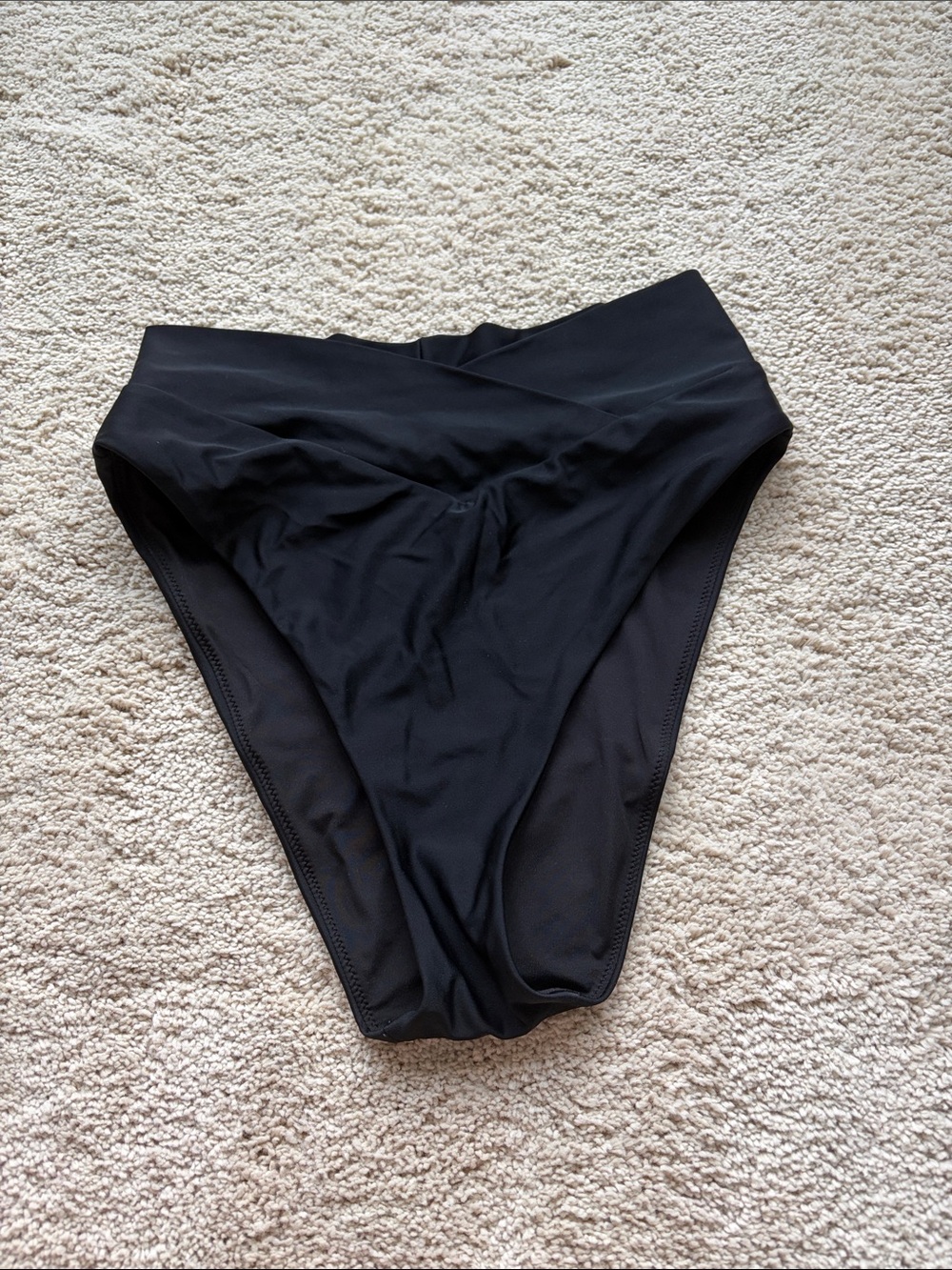 aerie | Black crossover High-Waist High Cut Cheeky Bikini Bottoms